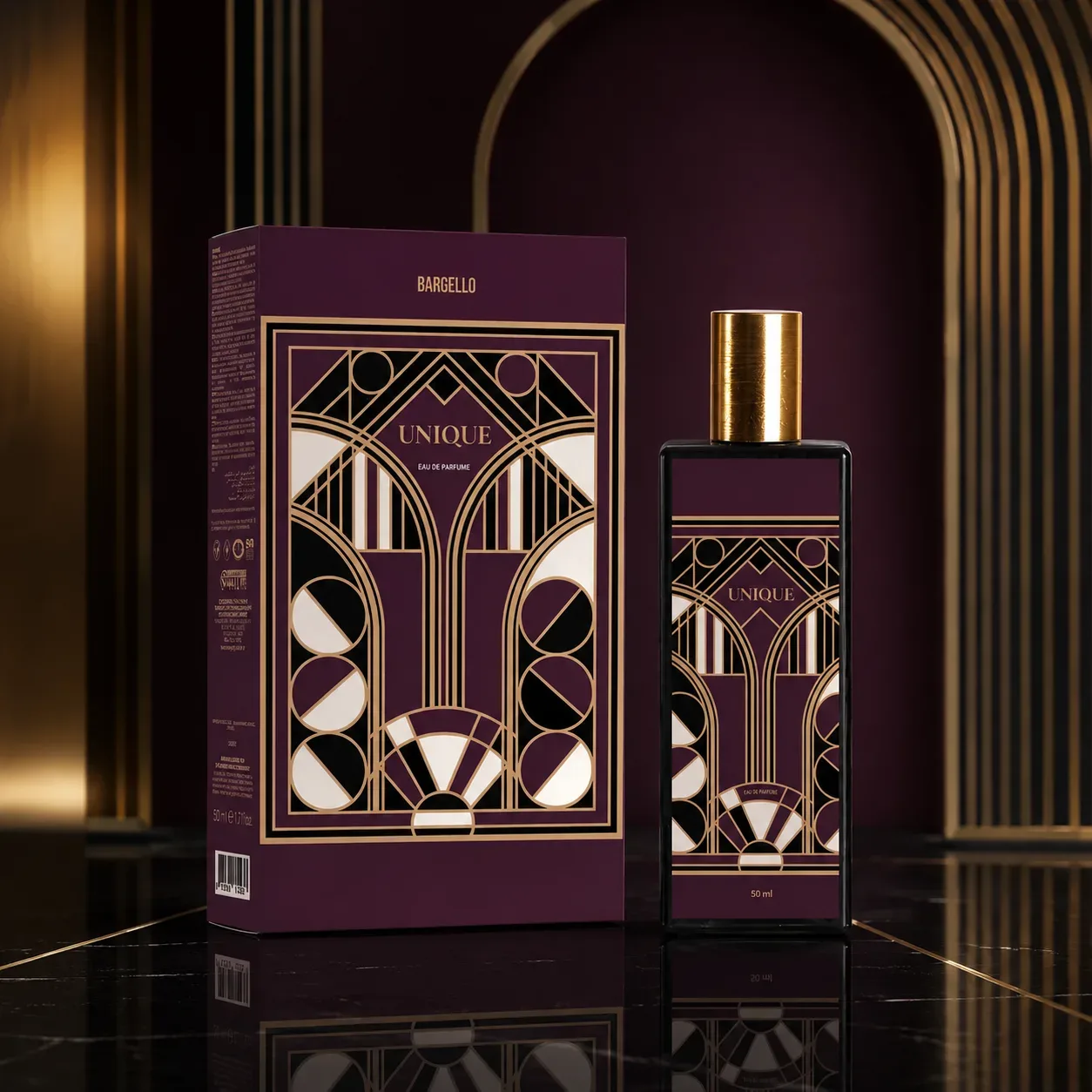 Unique Bargello parfum unisexe 50 ml Eau de Parfum élégante au design art déco